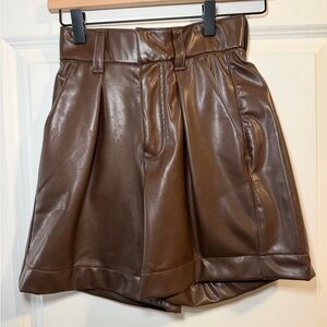 Abercrombie & Fitch High Waist Brown Leather Shorts